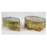 Stylebuilt Hollywood Regency Mid Century Gold Plated Vanity Boxes 