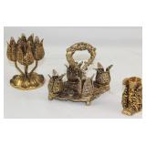 Collection of Hollywood Regency Mid Century Gold Plated Lipstick Holders