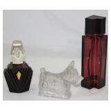 Vintage Scottie Dog Candy Container Shown with Vintage Perfume Bottles