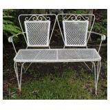 Mid Century Wrought Iron Mesh Garden Settee Mid Century Wrought Iron Mesh Garden Settee