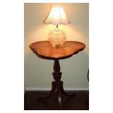 Vintage Mahogany Clover Shape Pie Crust Edge Occasional Pedestal Tables on 3 Splayed Legs. 26.5”H x 