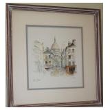 Signed & Framed Lithograph, (18”x 19” overall) Sacré-Cœur Basilica, Paris, France  By Artist Mads St