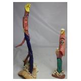 Handmade & Hand Painted Beach  Shore Found Driftwood and Shell Folk Art Signed by Artist Bessie 2002