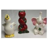 Vintage Pie Birds/Vents:  Duck, Warren Kimble Stacked Apples and Elephant w/Shamrock