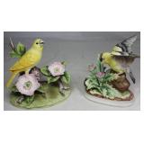 Andrea by Sadek Porcelain Bisque “Canary” (6.5”H x 6”W) and “Gold Finch” with Thistles (6”W x 6”D)