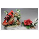 Porcelain Bisque Made in Japan Cardinal Family Figurine (6.5”H x 7.5”W x 5”D)  Shown with Andrea by 