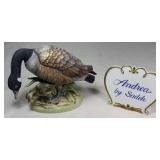 Andrea by Sadek Canadian Goose w/ Duckling Figurine (5.75”H x 8”L x 4”D) Shown with a Porcelain “And