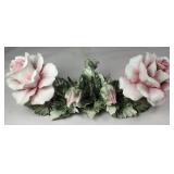 Capodimonte Porcelain Bisque Pink Roses  (12”W x 5”D x 5”H)