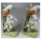 Andrea by Sadek Scissor Tailed Flycatcher Bird on a Branch w/Flowers Figurine 9.5”. (2 each)