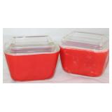 Pyrex Vintage Small Red Refrigerator/Leftover Dish w/Lid (2 ea)