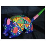 Alebrije Wood Carved Brightly Hand Painted Armadillo (14”L x 5”H x 3.5”W) by Artist Macalino Melchio