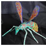 Alebrije Wood Carved Brightly Hand Painted Mosquito  (7”L x 7”H x 9.5”W) by Artist Rachel Mendoza, O