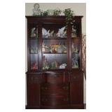 Vintage Duncan Phyfe Style Mahogany China Cabinet Shown with Andrea by Sadek Porcelain Bisque Birds