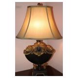 Gold Decorated Table Lamp with Oval Shap Shade (1 of 2 shown) 25”H 