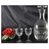 Cristal D’Arques “St. Germaine” Crystal liqueur Stems (Set of 4) and “Atlantis” Cut Crystal Decanter