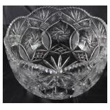 Hand Cut Large  Lead Crystal Bowl (6.5”H x 11”D)