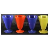 Mid-Century Primary Colored Glass Footed Goblet (4 ea.)
