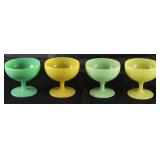 Mid Century Yellow and Green Glass Sherbets