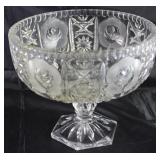Cut Lead Crystal Rose Pattern Large Pedestal Compote (7 1/2 H x 8 1/2” )