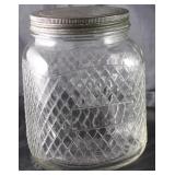 Hazel Atlas Vintage Depression Era Diamond Patterned Glass Gallon Jar Canister