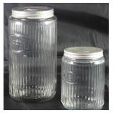 Sneath Glass Co. (1892-1952) Ribbed Pattern Glass Coffee and Tea Jar Canisters with Original Lids