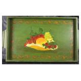 Vintage Tole Hand Painted Wooden Tray (18”x 11.5”)