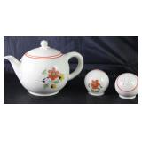 Universal Pottery Orange Gerber Daisy Teapot and Salt & Pepper Shaker