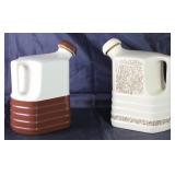 Universal Pottery Depression Era  : Brown & White  and “Homestead” Gold on White Jug w/Stopper
