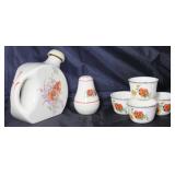 Universal Pottery Depression Era:  “Poppy” Water Jug, “Kitchen Bouquet” Shaker and “Nasturtiums” Cus