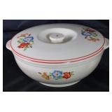 Universal Pottery Depression Era “Morning Glory” Tab Handle Covered Vegetable w/Lid