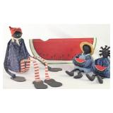 Black Americana Hand Crafted Collection:  Wood & Cloth Daddy Long Leg Shelf Sitter Doll, Hand Painte