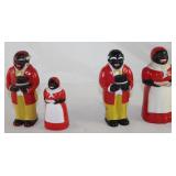 F & F Mold and Die Works Vintage Plastic Shakers:  Large Uncle Mose and Small Aunt Jemima and a Larg