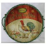 Bistrot Le Coq en Pate Rooster Green Wire and Metal 14” Tray