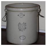 Southwestern Stoneware 6 Gallon Crock With Metal Handles 