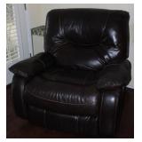 Manwah Dark Brown Saddle Stitched Faux Leather Power Recliner (2 ea.)