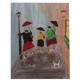 “Visit to Mom’s Bistro” original Oil on Canvas, Signed Kelli (18” x 24”)