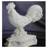 Cast Iron White Paint Figural Rooster Door Stop.        (12 1/2”H x 10 1/2”W)