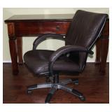 Vintage Mahogany Bureau Platte Desk a Single Center Drawer (55”W x 21.D “ x 32”H) Shown with True an