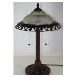 Satin Glass Shade Bronze Finish Table Lamp
