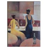 “Le Cafe De La Gare” by Miguel Dominguez Giclee on Burlap (27 x 30)