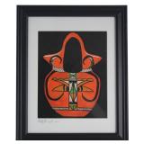 Zapotec Art “The Wedding Vase”, a 2010 Original  Oil on Canvas By Betty Bennett (8” x 10”) Matted an