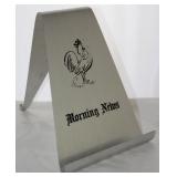 Vintage Aluminum “Morning News” Double Sided Stand w/ “Wife’s Side”