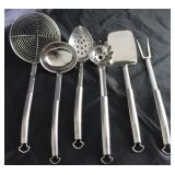 Chantal Stainless Steel Kitchen  Utensils: Skimmer, Ladle, Slotted Spoon, Spaghetti Fork, Spatula an