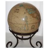 George F Cram Co:   Cram’s Imperial Globe resting on a Wrought Iron Stand 