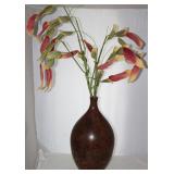 World Market Wood Bottle Vase (18”H) with Silk Shrimp Plants