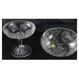 Clear Crystal Inc.  Pinwheel Cut Crystal Compote.       (5 3/4”H x 6”D)   Czech Hand Cut Crystal Bow