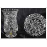 Imperial Cut Crystal Vase (6”H).    Cut Lead Crystal Ashtray (5”D x 2”H)