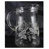Bartlett Collins Depression Era Frosted Grape Pattern Iced Lip Pitcher      