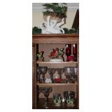 Exterior Cabinet of Entertainment Center showing contents of  Miscellaneous Crystal Stemware , Bisqu