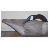 Life Size Wood Carved Canadian Goose Decoy  w/ Leather Loop strap(25”L x 11.5”H)